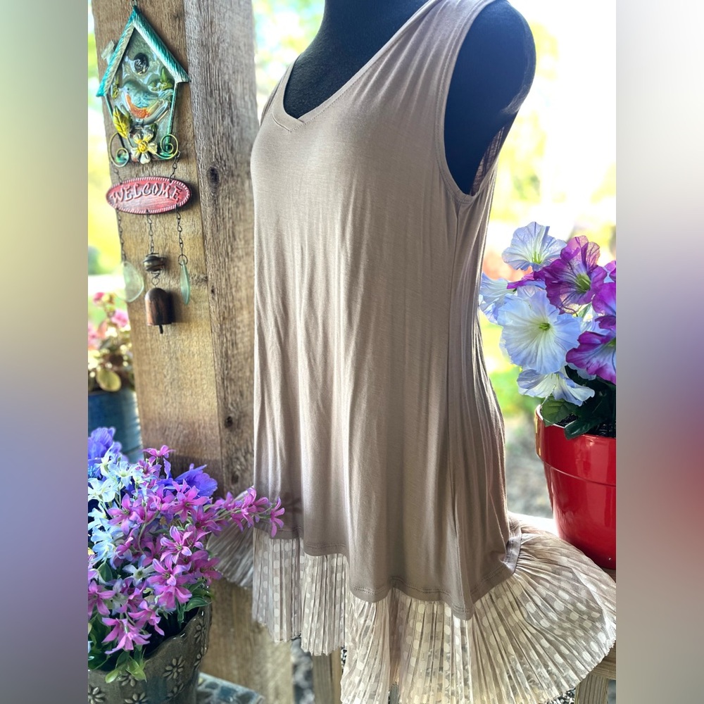 Logo Layers Mocha Solid Stretch Knit Pullover W B… - image 4